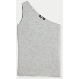 GOBI Cashmere Stricktop Top mit Ein-Schulter Ausschnitt aus Kaschmir-Seide grau M