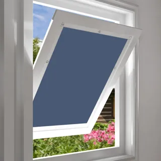 EUGAD Dachfenster Rollo 100% Verdunkelung Sonnenschutz Verdunklungsrollo ohne Bohren mit Saugnäpfen, Verdunklungsfolie für Fenster UV- und Hitzeschutz, Blau 76x115cm