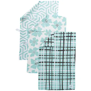 Desert Aqua , 3er-Pack, Nicht Ihre gewöhnlichen Küchentücher , Geschirrtücher , Waffelgewebe Mikrofaser , Sehr saugfähig , Aufhängeschlaufe , Modern , Designer-Drucke (Aqua)