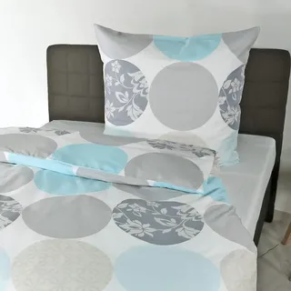 BIERBAUM Bettgarnitur Mako-Satin Türkis 155 x 220 cm + 80 x 80 cm