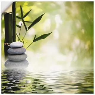 ARTland Wanddeko Wandtattoo selbstklebende Vinylfolie Asien Zen Wellness Spa Wasser Bambus Steine Grün R2PS