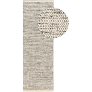 benuta Pure Wollteppich Läufer für Flur Rocco Beige/Schwarz 70x200 cm - Naturfaserteppich aus Wolle