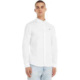 Tommy Jeans Herren Tjm Slim Stretch Oxford Shirt Dm0dm09594 Langarmhemden Gewebte Oberteile, Weiß (White), 3XL EU