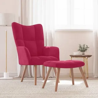 vidaXL Relaxsessel mit Hocker 32 x 95,5 x 32 cm Weinrot Samt