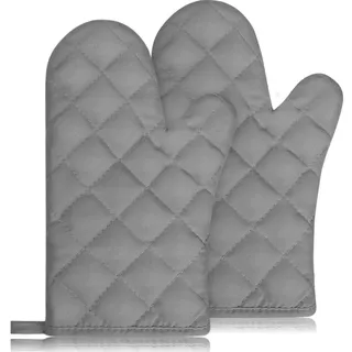 Teouuas 1 Paar Topflappen Handschuh, 160-200 °C Ofenhandschuhe | Silikon Ofenhandschuhe, Hitzebeständige Topfhandschuhe Anti, für Backofen, Grill und Küche und Rutschfest (Grau)