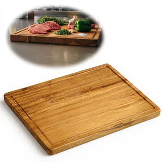 LS-LebenStil Nachhaltiges Profi XXL Holz Schneidebrett 47x36cm Akazie Küchenbrett Tranchierbrett Servierbrett Holzbrett Brotscheindebrett Brotzeitbrett Vesperbrett Käsebrett Hackbrett