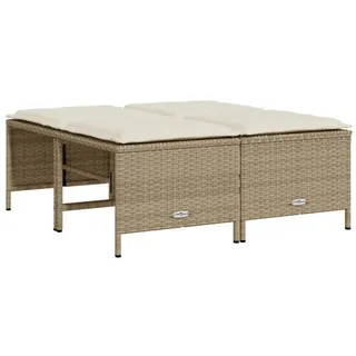 vidaXL Gartenhocker mit Kissen 4 Stk. Beige Poly Rattan