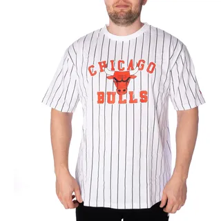 New Era T-Shirt - Herren Shirts - Pinstripe Oversized Tee - Bulls - Lakers - Raiders (Chicago Bulls weiß, M) - M