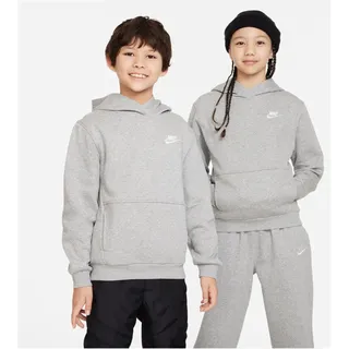 Nike Sportswear Club Fleece Hoodie Kinder 063 dk grey heather/white XS 122-128 cm