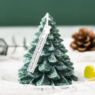Weihnachtsbaumkerzen, 2er Set Stabkerzen mit wachsbeschichtetem Design, Handmade Sojawachskerze, Tannenbaum Form, Weihnachtskerze, Adventskerzen, Weihnachtsdeko, Weihnachtsgeschenke, Geschenke (Grün)