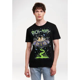 LOGOSHIRT "Rick & Morty - Raumschiff", Herren, Gr. 3XL, schwarz, 100% Baumwolle, bedruckt, normal, Rundhals, Shirts T-Shirt, mit lizenziertem Print