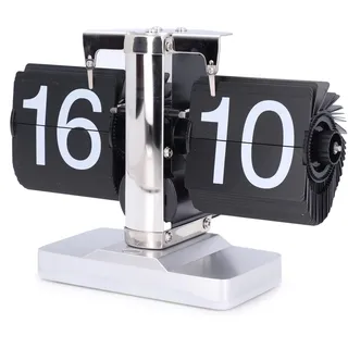 Bewinner Klappbare Schreibtisch-Regaluhr Im Retro-Stil, Automatisch Klappbare Schreibtisch-Tischuhr, Klassische Mechanische Batteriebetriebene, Moderne Digitale Mechanische (Schwarzes