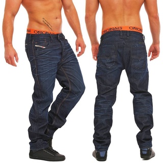 Diesel Straight-Jeans Diesel Herren Regular Straight Jeans Bravefort 0806W 5 Pocket Style, Dark Wash, Länge: inch 32 blau 29