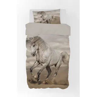 Bettwäsche Set mit Pferd 2tlg. 135x200 cm + 80x80 cm 100% Baumwolle