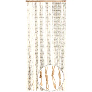 Kobolo Türvorhang Circles, Papiervorhang, 90x200 cm, 36 Stränge, beige, Fliegenvorhang aus Naturmaterial in Bastoptik, dekorativ & natürlich für Tür, Balkon, Terrasse & Innenbereich