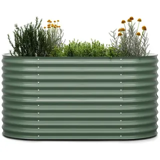 blumfeldt Hochbeet High Grow, Pflanzkübel Outdoor Balkon außen groß Metall Garten grün