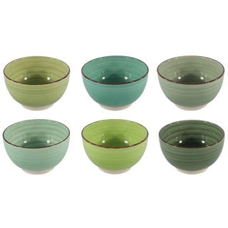 Annastore 6 x Servierschalen-Set aus Keramik Ø 14 cm - Müslischalen Schalen Obstschalen Dessertschalen Suppenschalen Salatschalen Farbe Verde