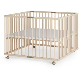 Sämann – make a difference. Laufgitter natur Holz, Echtholz,Buche, 100x74x100 cm, Babymöbel, Laufstall Baby