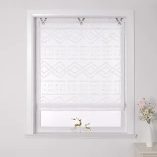 Joyswahl Raffrollo ohne Bohren Modern Raffgardinen mit Haken Ösenrollo Transparent mit Hakenaufhängung BxH 80x130cm Weiß 1er Pack