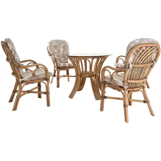 Set/5 Sitzgruppe Wintergarten-Set Rattan-Garnitur 4 Personen (Vintage-Braun)