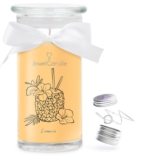 JuwelKerze L'ananas Armband Silber - Schmuckkerze 80 Std - große Duftkerze im Glas mit fruchtigem Duft - Kerze mit Schmuck - Geschenke für Frauen