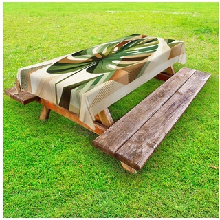 Abakuhaus Tischdecke dekorative waschbare Picknick-Tischdecke, Monstera Boho skandinavischer Natur Marmor grün 145 cm x 210 cm
