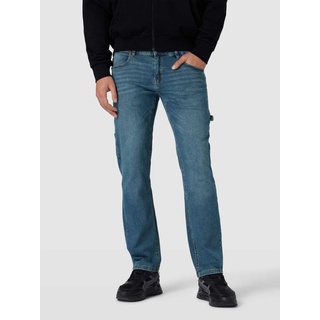 Straight Leg Fit Jeans mit Label-Patch Modell 'Carpenter', Blau, 34