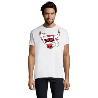 Blondie & Brownie T-Shirt Herren Bulls Eye Auge Bullen Print Hoodie Pullover in Übergrößen weiß XL