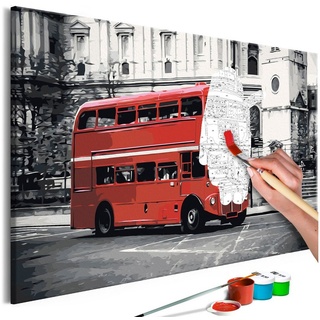 Artgeist Malen nach Zahlen London Bus rot|schwarz|weiß