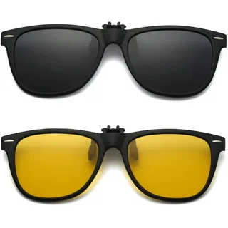 Long Keeper Sonnenbrillen Aufsatz Brille - Polarisierte Sonnenbrillen Clip Sonnenbrille Aufsatz für Brillenträger Herren Damen mit UV Schutz - Einheitsgröße