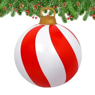 Aufblasbare Weihnachtskugel | 60 cm Weihnachtsdekoration Kugel Deko - Festliche Deko Rot Weiße für Party Innenbereich Winterlichen Vorgarten Garten Außenbereich - Garten Innen Außen Winter Vorgar