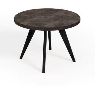 Runder Ausziehbarer Tisch für Esszimmer, LORA, Loft-Stil, Skandinavische, Durchmesser: 100 / 150 cm, Farbe: Dunkel Atelier / Schwarz
