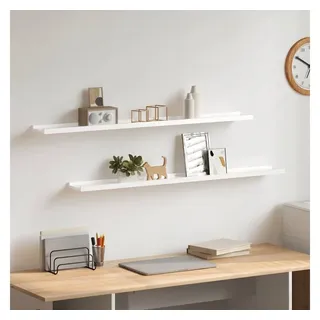 furnicato Wandregal Praktisches 100 x 9 x 3 cm in Hochglanz-Weiß aus MDF, 2-tlg., Stabiles Schweberegal mit 5 kg Belastbarkeit für das Wohnzimmer weiß 100 cm x 3 cm x 9 cm