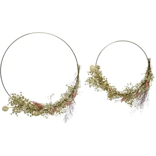 Decoris Metallringe Set 34cm+24cm Trockenblumenkranz Dekokränze Hängedeko naturweiß rosa