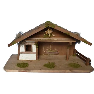 Alfred Kolbe Krippe Krippenstall für 11 cm Figuren mit Massivholzboden, Weihnachtsdeko (1-tlg), Echtholz braun