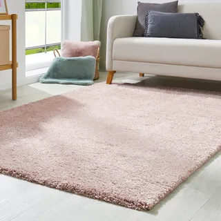 Hochflor-Teppich ANDIAMO "Chicago", rosa (altrosa), B:120cm H:40mm L:170cm, Obermaterial: 100% Polypropylen, Teppiche, Uni Farben, weich & kuschelig, ideal im Wohnzimmer & Schlafzimmer