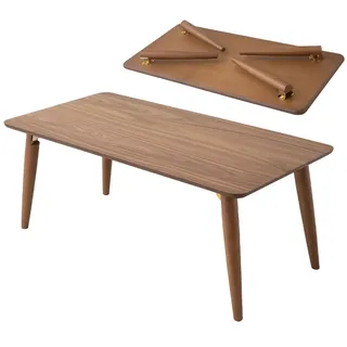 EMOOR Holz-Klapp-Couchtisch Rechteckig-Groß Walnußholz, Bodentisch Niedriger Tisch Kleiner Raum Minimalistischer Japanischer Tatami-Raum