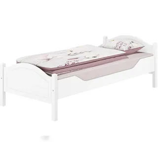 Erst-Holz Einzelbett weiß 90x200 Futonbett Bettrahmen Singlebett Zubehör wählbar V-60.30-09W ohne Zubehör