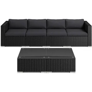 MEXO Gartenlounge-Set Balkonmöbel Rattan Modulsofa mit liegefunktion outdoor wetterfest,Polyrattan Lounge anthrazit Loungesessel für Balkon Terrasse - Schwarz