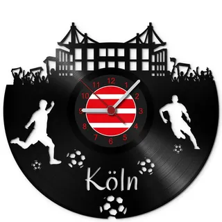 GRAVURZEILE Schallplattenuhr Köln - 100% Vereinsliebe - Upcycling Design Wanduhr aus Vinyl Made in Germany