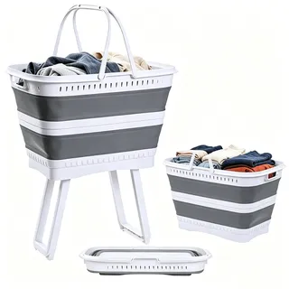 Faltbarer WäSchekorb, 26l WäSchekorb Mit Henkel, Multifunktionale WäSchekorb Mit Beinen, Robust, GroßEs FassungsvermöGen,Platz Sparen, Mit AbflusslöChern, FüR Camping, Garten & Haushalt Lagerung (B)