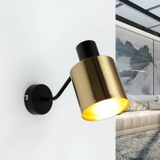 Licht-Erlebnisse Stilvolle Wandlampe Industrial Design in Messing Schwarz E27 Wandleuchte Wohnzimmer Flur PALERMO