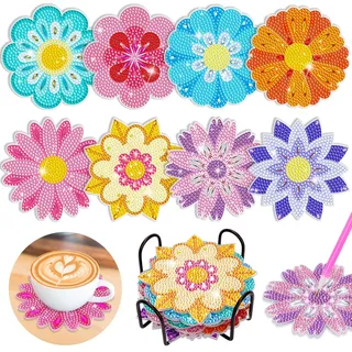 Basteln Mädchen 8 9 10 7 Jahre: Geschenke für Mädchen 7 8 9 10 11 Jahre Diamond Painting Kinder Blumen Untersetzer Bastelset Mädchen Geschenk 10-9-8 Jahre DIY Kreatives Geschenkideen Spielzeug ab 6-12