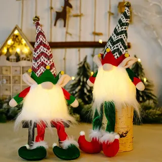 Weihnachtsdeko 2 Stück Weihnachten Deko Wichtel mit Licht,Schwedischen Weihnachtsmann, Weihnachten Deko Wichtel Weihnachtsdeko Innen mit LED Für Weihnachtsbaum Dekoration,Party Weihnachtsdekoration