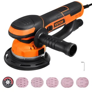 Vevor Exzenterschleifer 15,24cm DA & GA mit Doppelfunktion, 850 W, 7400 U/min, 6 Gang, inkl. 10 Schleifpapiere