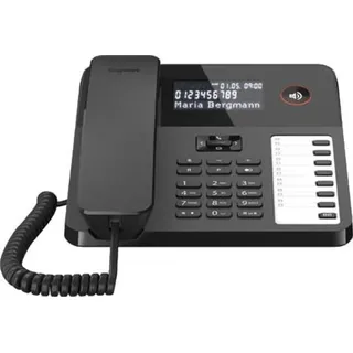 Gigaset DESK 600, Analoges Telefon, Kabelgebundenes Mobilteil, 100 Eintragungen, Anrufer-Identifikation, Schwarz - Schwarz