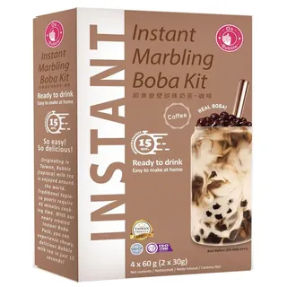 O's Bubble Instant Bubble Tee Kit Kaffeegeschmack (4x 60g) | Mit Tapiokaperlen und Strohhalm