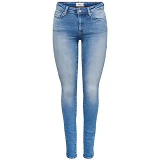 Only Damen Jeans ONLSHAPE LIFE REG SK DNM REA768 Skinny Fit Light Blau 15250160 Normaler Bund Reißverschluss W 25 L 32