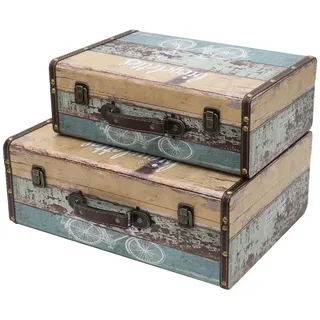 HMF Vintage Koffer 2er Set Holz bunt