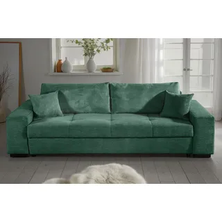 COLLECTION AB Schlafsofa Kreta, B: 248 cm, Liegefl. 137x195 cm, Schlaffunktion, Bettkasten & 2 Zierkissen, optional mit Topper grün